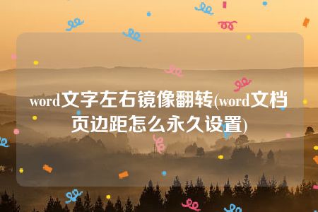 word文字左右镜像翻转(word文档页边距怎么永久设置)