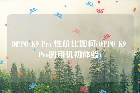 OPPO K9 Pro 性价比如何(OPPO K9 Pro的用机初体验)