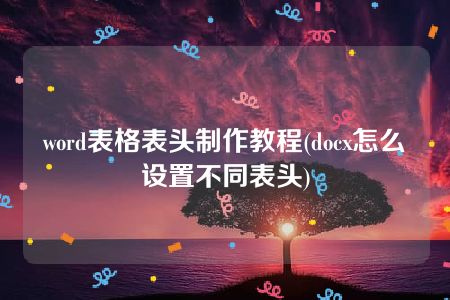 word表格表头制作教程(docx怎么设置不同表头)