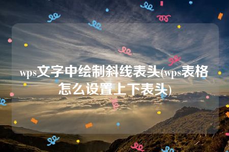 wps文字中绘制斜线表头(wps表格怎么设置上下表头)