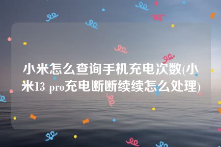 小米怎么查询手机充电次数(小米13 pro充电断断续续怎么处理)