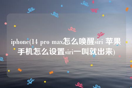 iphone(14 pro max怎么唤醒siri 苹果手机怎么设置siri一叫就出来)