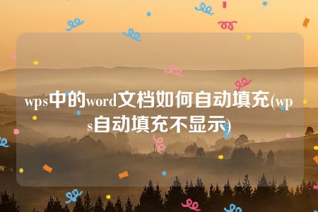 wps中的word文档如何自动填充(wps自动填充不显示)