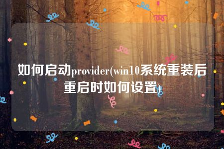 如何启动provider(win10系统重装后重启时如何设置)