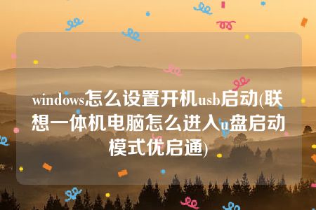 windows怎么设置开机usb启动(联想一体机电脑怎么进入u盘启动模式优启通)