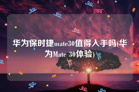 华为保时捷mate30值得入手吗(华为Mate 30体验)