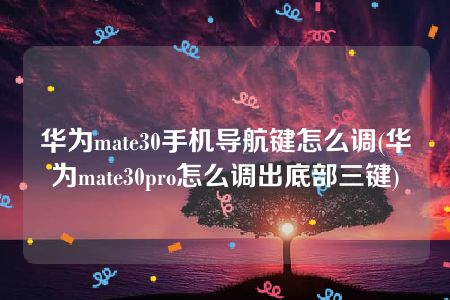 华为mate30手机导航键怎么调(华为mate30pro怎么调出底部三键)