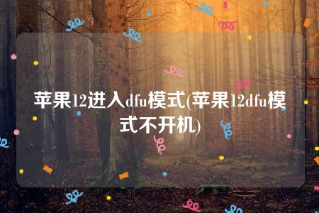 苹果12进入dfu模式(苹果12dfu模式不开机)