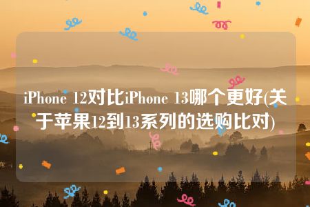 iPhone 12对比iPhone 13哪个更好(关于苹果12到13系列的选购比对)