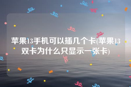 苹果13手机可以插几个卡(苹果13双卡为什么只显示一张卡)