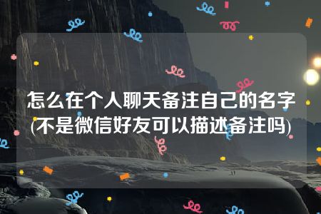 怎么在个人聊天备注自己的名字(不是微信好友可以描述备注吗)