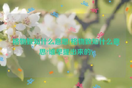 格物致知什么意思(格物致知什么意思?谁早提出来的)