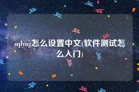 sqlyog怎么设置中文(软件测试怎么入门)