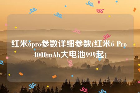 红米6pro参数详细参数(红米6 Pro 4000mAh大电池999起)