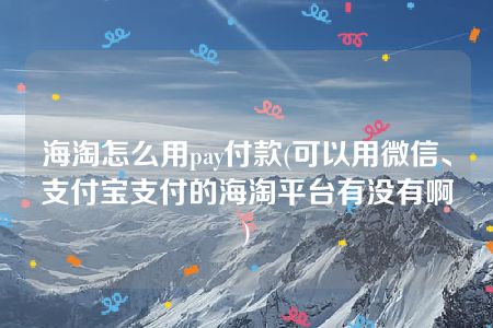 海淘怎么用pay付款(可以用微信、支付宝支付的海淘平台有没有啊)