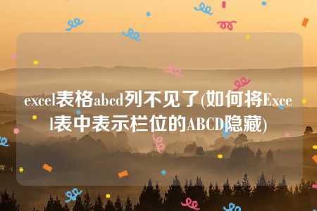 excel表格abcd列不见了(如何将Excel表中表示栏位的ABCD隐藏)