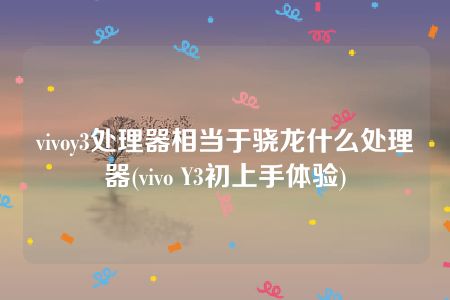 vivoy3处理器相当于骁龙什么处理器(vivo Y3初上手体验)