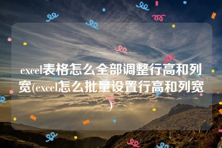 excel表格怎么全部调整行高和列宽(excel怎么批量设置行高和列宽)