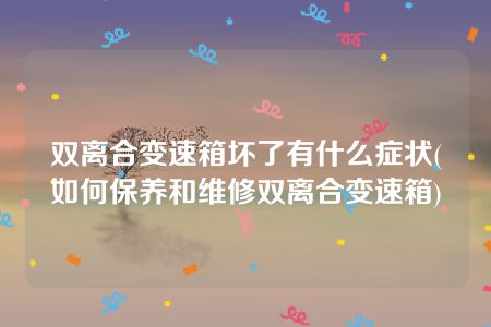 双离合变速箱坏了有什么症状(如何保养和维修双离合变速箱)