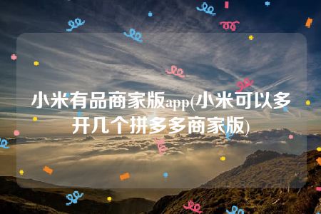 小米有品商家版app(小米可以多开几个拼多多商家版)