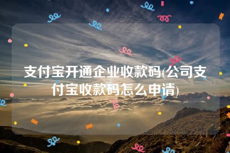 支付宝开通企业收款码(公司支付宝收款码怎么申请)