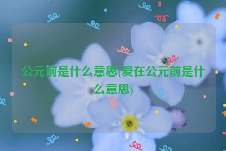 公元前是什么意思(爱在公元前是什么意思)