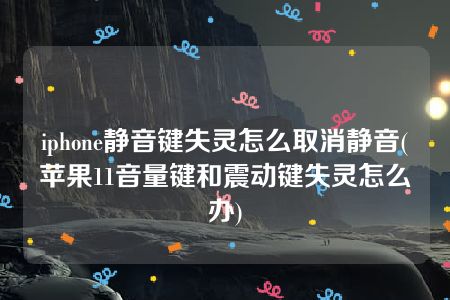 iphone静音键失灵怎么取消静音(苹果11音量键和震动键失灵怎么办)