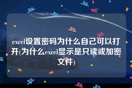 excel设置密码为什么自己可以打开(为什么excel显示是只读或加密文件)