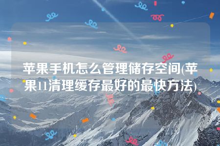 苹果手机怎么管理储存空间(苹果11清理缓存最好的最快方法)