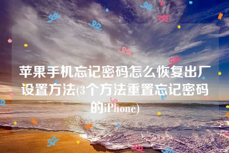 苹果手机忘记密码怎么恢复出厂设置方法(3个方法重置忘记密码的iPhone)