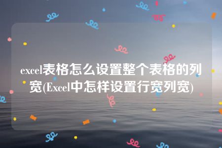 excel表格怎么设置整个表格的列宽(Excel中怎样设置行宽列宽)