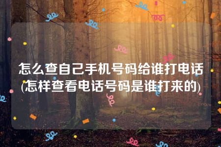 怎么查自己手机号码给谁打电话(怎样查看电话号码是谁打来的)