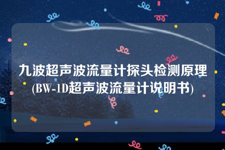 九波超声波流量计探头检测原理(BW-1D超声波流量计说明书)