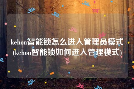 kehon智能锁怎么进入管理员模式(kehon智能锁如何进入管理模式)