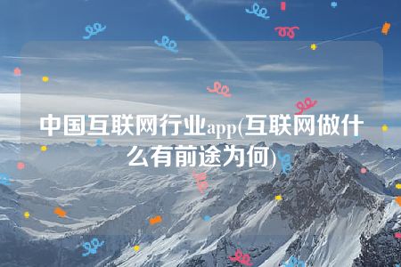 中国互联网行业app(互联网做什么有前途为何)