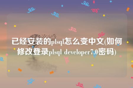 已经安装的plsql怎么变中文(如何修改登录plsql developer7.0密码)