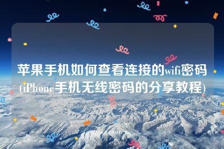 苹果手机如何查看连接的wifi密码(iPhone手机无线密码的分享教程)