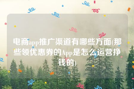 电商app推广渠道有哪些方面(那些领优惠券的App是怎么运营挣钱的)