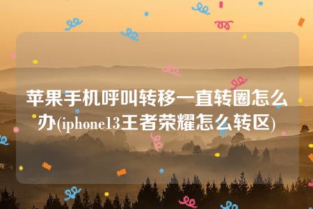 苹果手机呼叫转移一直转圈怎么办(iphone13王者荣耀怎么转区)