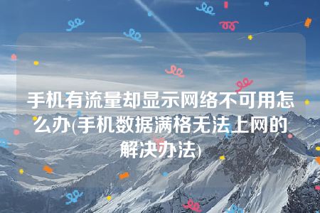 手机有流量却显示网络不可用怎么办(手机数据满格无法上网的解决办法)