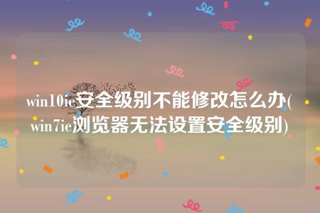 win10ie安全级别不能修改怎么办(win7ie浏览器无法设置安全级别)