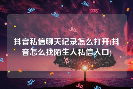 抖音私信聊天记录怎么打开(抖音怎么找陌生人私信入口)