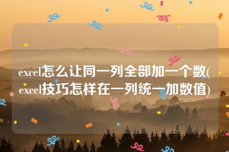 excel怎么让同一列全部加一个数(excel技巧怎样在一列统一加数值)