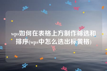 wps如何在表格上方制作筛选和排序(wps中怎么选出标黄格)