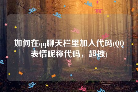 如何在qq聊天栏里加入代码(QQ表情昵称代码，超拽)