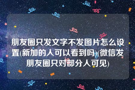 朋友圈只发文字不发图片怎么设置(新加的人可以看到吗)(微信发朋友圈只对部分人可见)