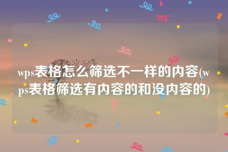 wps表格怎么筛选不一样的内容(wps表格筛选有内容的和没内容的)