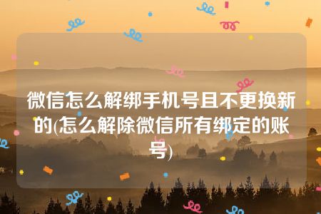 微信怎么解绑手机号且不更换新的(怎么解除微信所有绑定的账号)