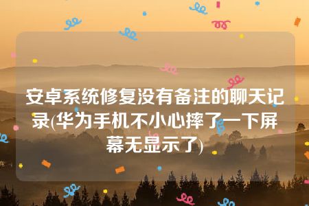 安卓系统修复没有备注的聊天记录(华为手机不小心摔了一下屏幕无显示了)