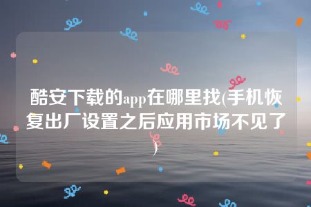 酷安下载的app在哪里找(手机恢复出厂设置之后应用市场不见了)